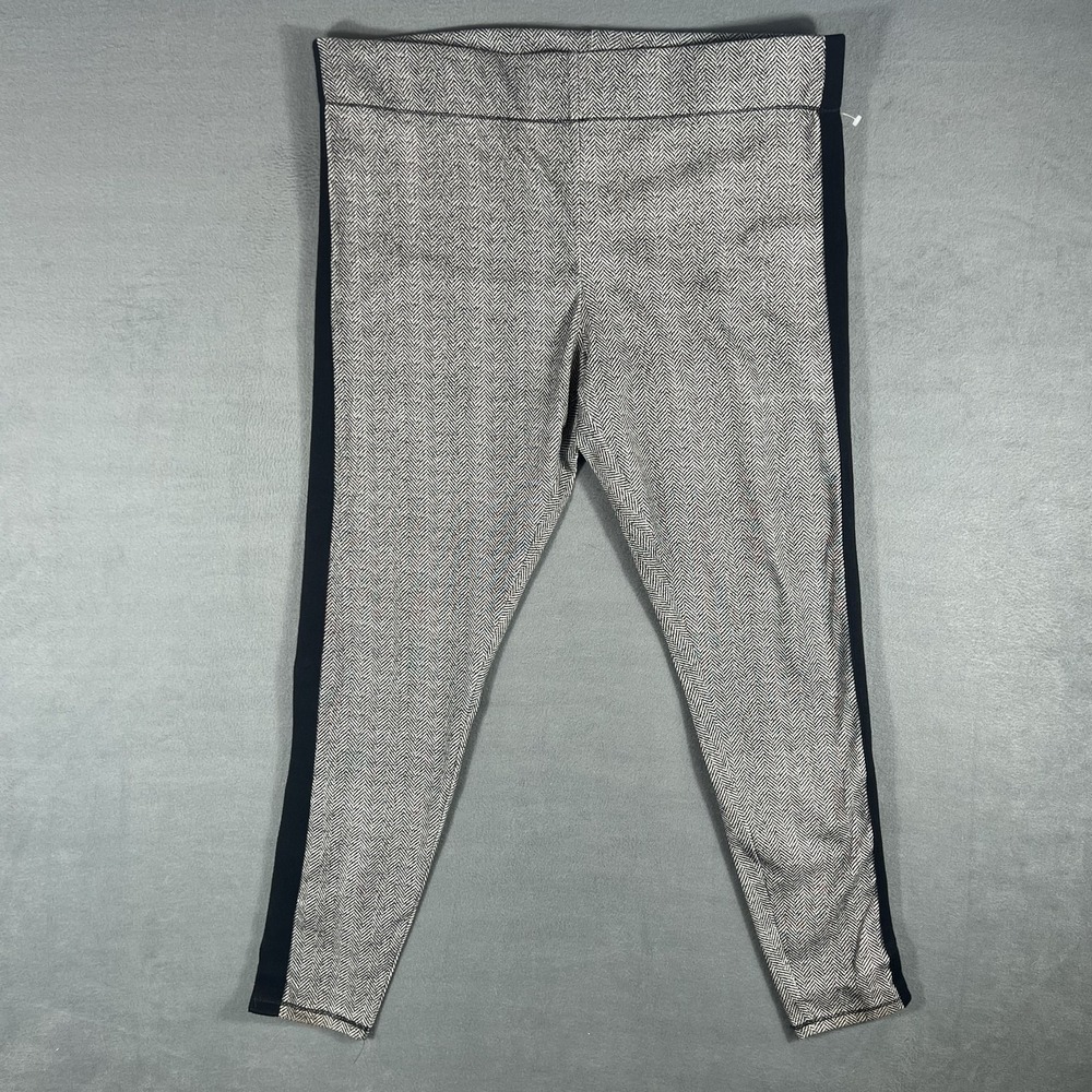 Women's XL Leggings Herringbone Black Side Stripe Cotton Blend Stretch Made in